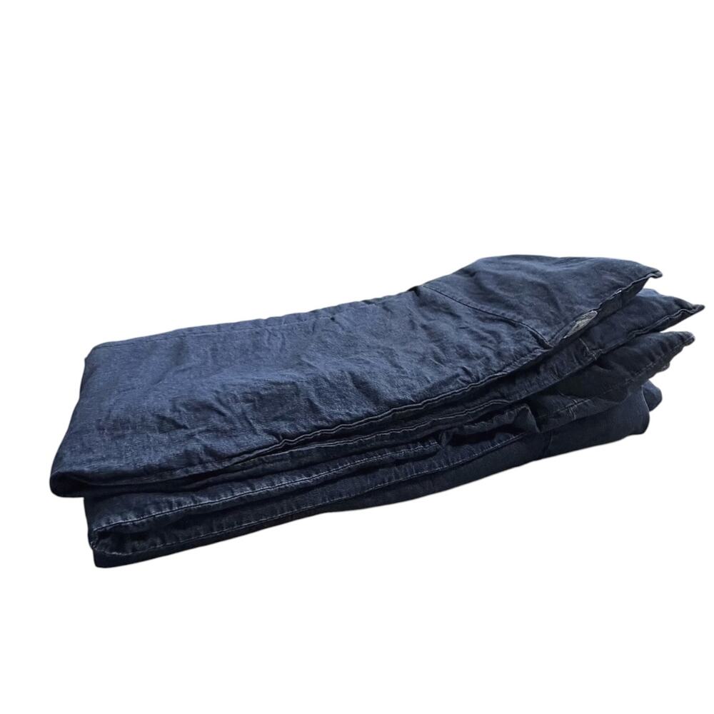 Vtg 1990s Ralph Lauren Denim Comforter Twin Made In USA Indigo Blue Red Stitch